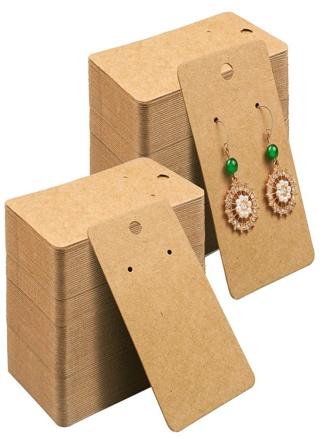 Festiko Kraft Earring Display Cards, 256 Pieces, Kraft Paper, 3.5 x 2 Inch, Jewellery Holder Tags for Studs & Small Accessories - Image 1